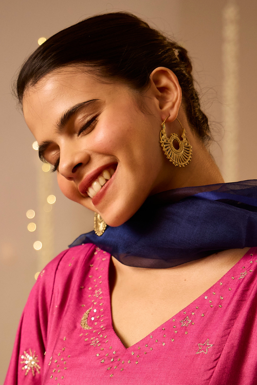 Miharu Dokra Geometric Handcrafted Brass Bali Earrings Online