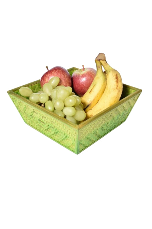 Kadam Haat Handmade Bamboo Fruit Basket – Medium (Green)