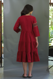 Moralfibre Rich Red Dress With Hand Embroidered Detailing