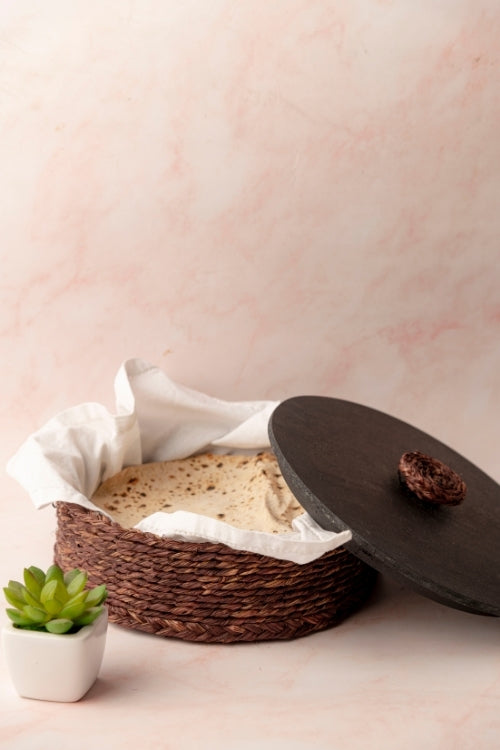 Kadam Haat Handmade Sabai Grass Roti Box - Brown