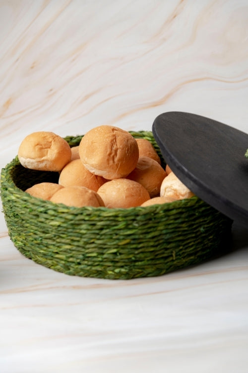 Kadam Haat Handmade Sabai Grass Roti Box - Green