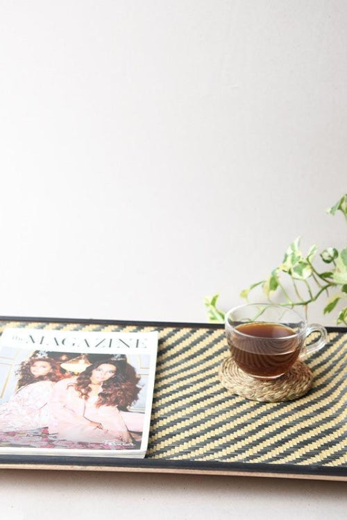 Kadam Haat Handmade Bamboo Serving Tray - Black & Natural