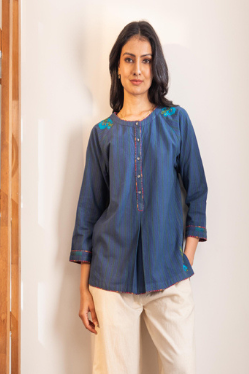 Rangsutra Haveli Crewel Blue Top