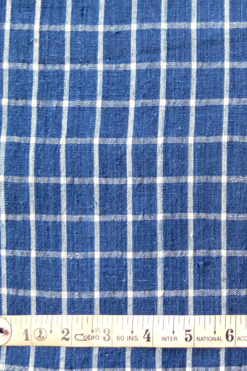 Moralfibre100% Cotton Handspun Natural Indigo Checks Fabric (0.5M)