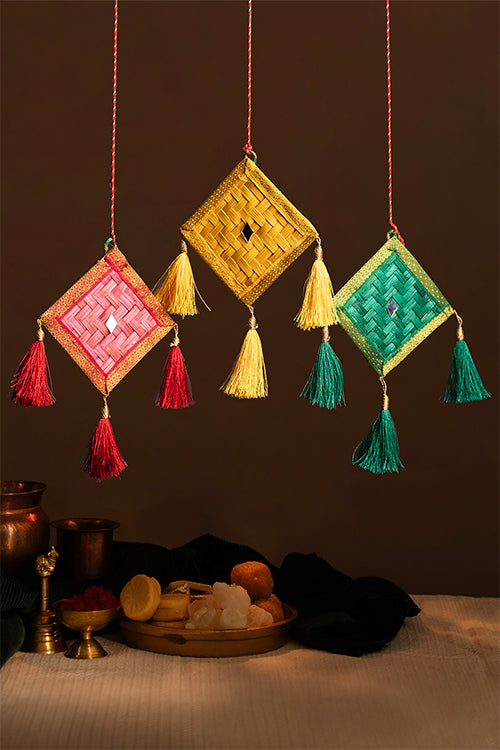 Greenkraft Patang Handcrafted Bamboo Hanging - Set Of 3
