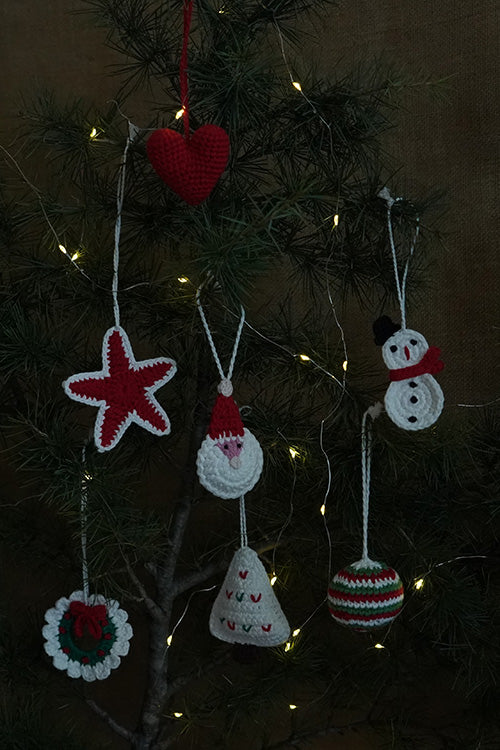Himalayan Blooms Handmade Crochet Christmas Ornament Set of 7