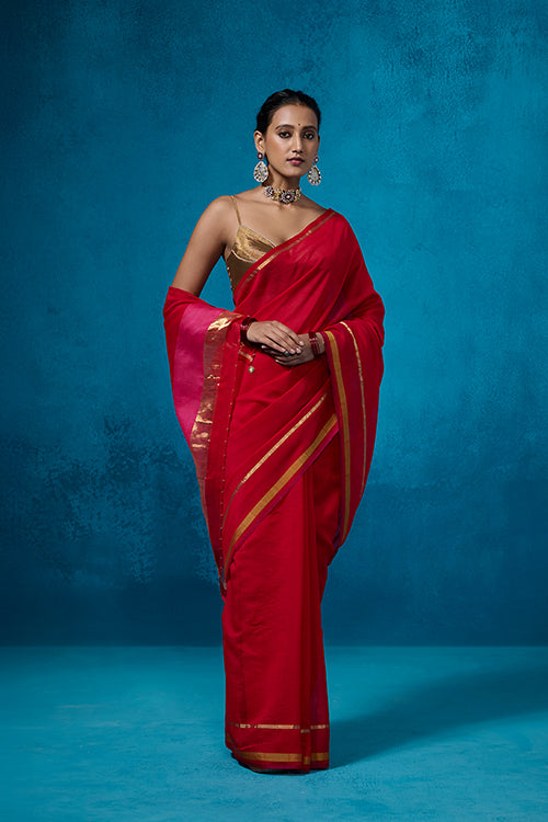 Dressfolk Surkh Tissue Saree