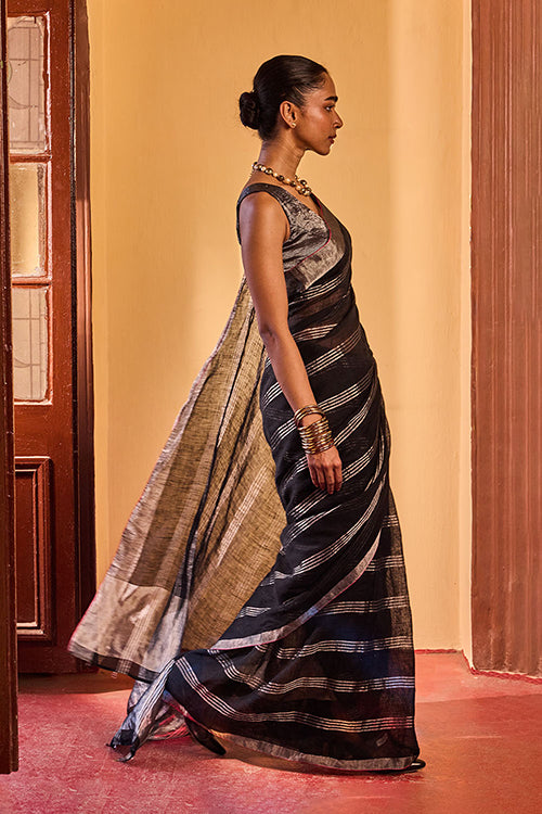 Dressfolk Meteor Shower Linen Saree