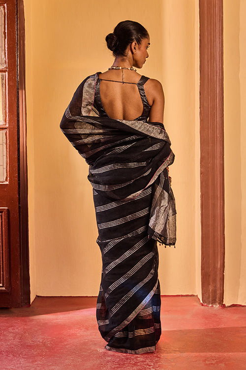 Dressfolk Meteor Shower Linen Saree