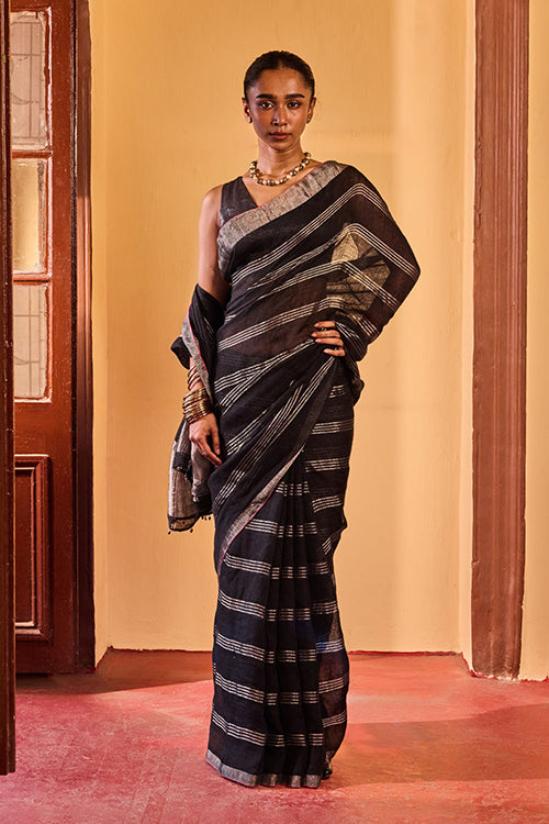 Dressfolk Meteor Shower Linen Saree