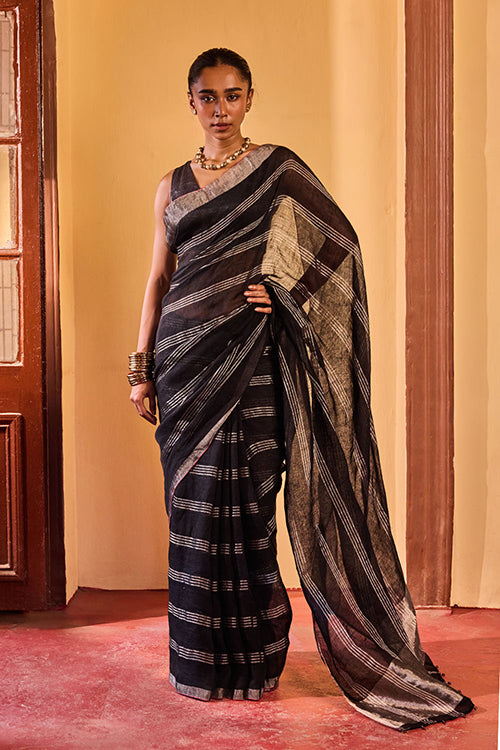 Dressfolk Meteor Shower Linen Saree