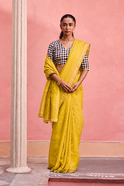Dressfolk Morning Glory Linen Saree