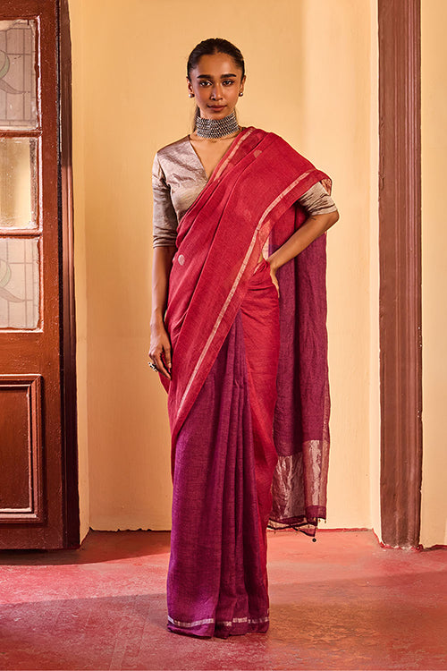 Dressfolk Dusk Nectar Linen Saree