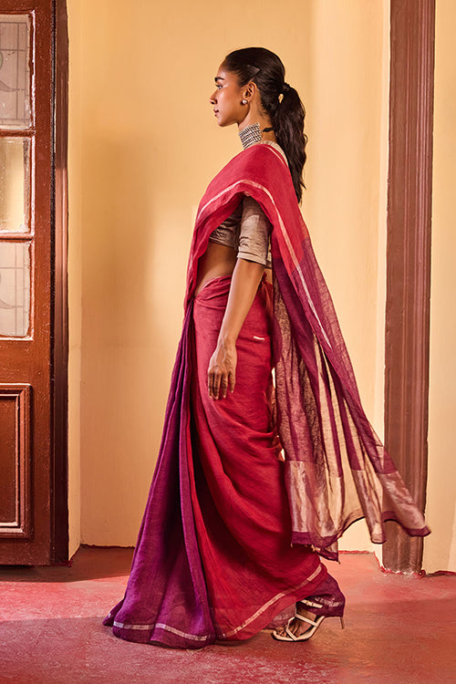 Dressfolk Dusk Nectar Linen Saree