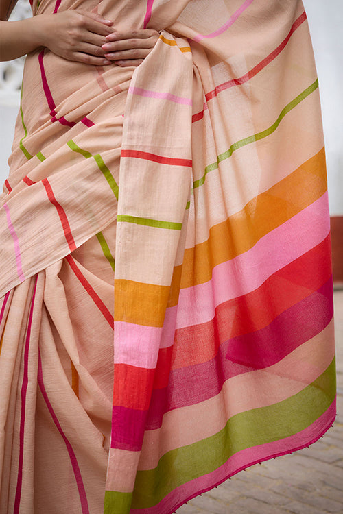 Dressfolk Stripe Hues Bengal Cotton Saree