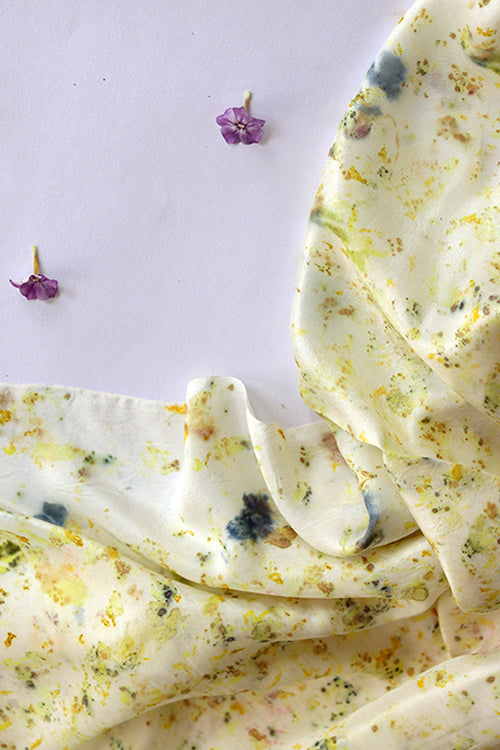 Mulya "Chameli" Eco Printed Habutai Silk Yardage