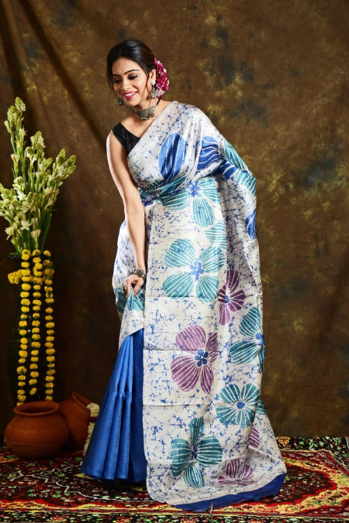 GC 'Pancy' Handwoven Hand Batik Pure Silk with SilkMark Saree