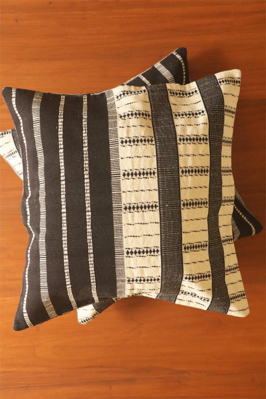 Okhai "Fluvial" Handwoven Pure Cotton Cushion Cover