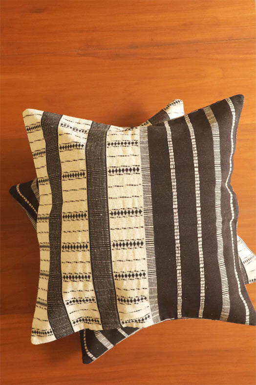 Okhai "Fluvial" Handwoven Pure Cotton Cushion Cover