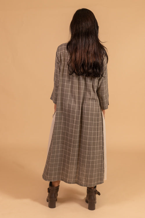 Moralfibre Side Kali Dress In Checks And Kora Fabric From "Shapes Collection "