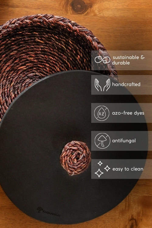 Kadam Haat Handmade Sabai Grass Roti Box - Brown