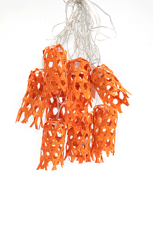 Greenkraft Bell Handcrafted bamboo Orange String Light