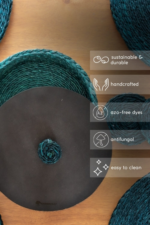 Kadam Haat Handmade Sabai Grass Roti Box - Indigo