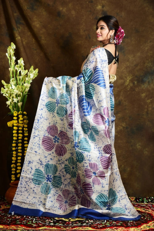 GC 'Pancy' Handwoven Hand Batik Pure Silk with SilkMark Saree