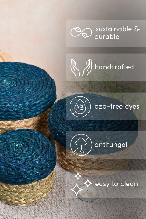 Kadam Haat Handmade Sabai Gift Box- Indigo | Set of 3