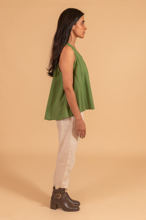Moralfibre V Neck Incut Sleeves Top With Elasticated Side Panel From "Shapes Collection "