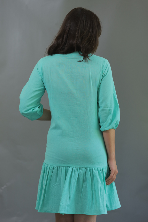 Moralfibre Sea Green Short Dress With Flair