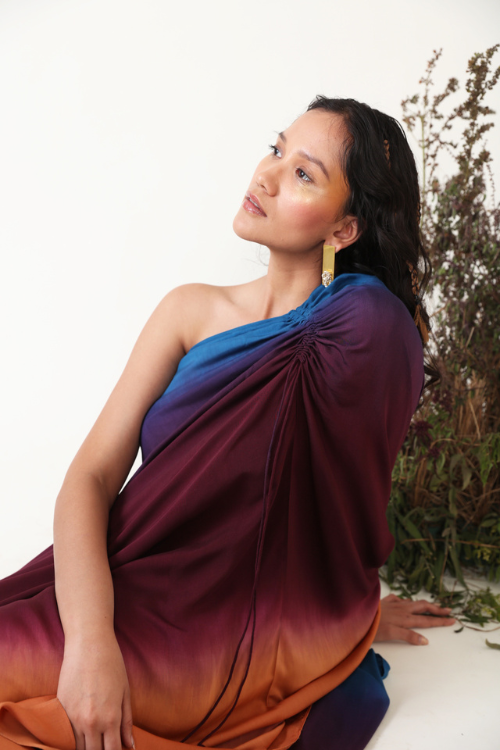 Chambray & Co.'S Ilana One Shoulder Multi Color Ombre Dress