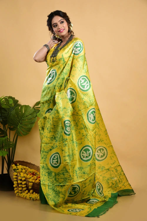 GC 'Hazel' Handwoven Hand Batik Pure Silk with SilkMark Saree