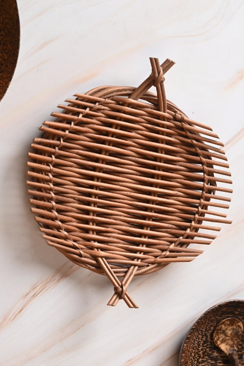 Kadam Haat Handmade Wicker Small Tray - Brown