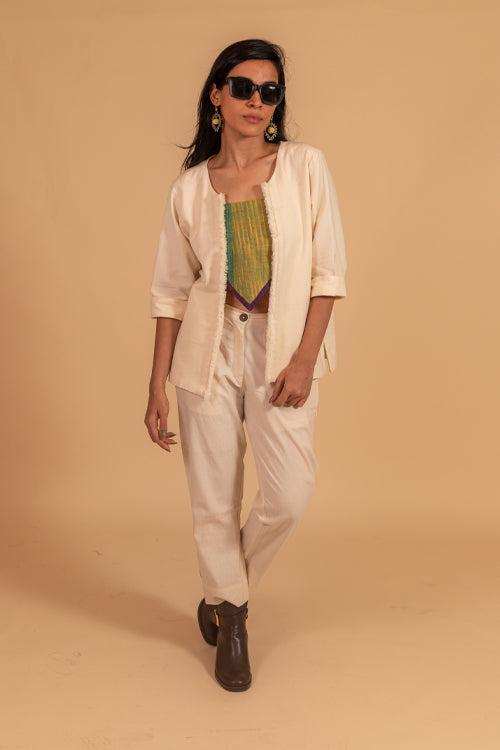 Moralfibre Cotton Raw Edged Jacket From "Shapes Collection "