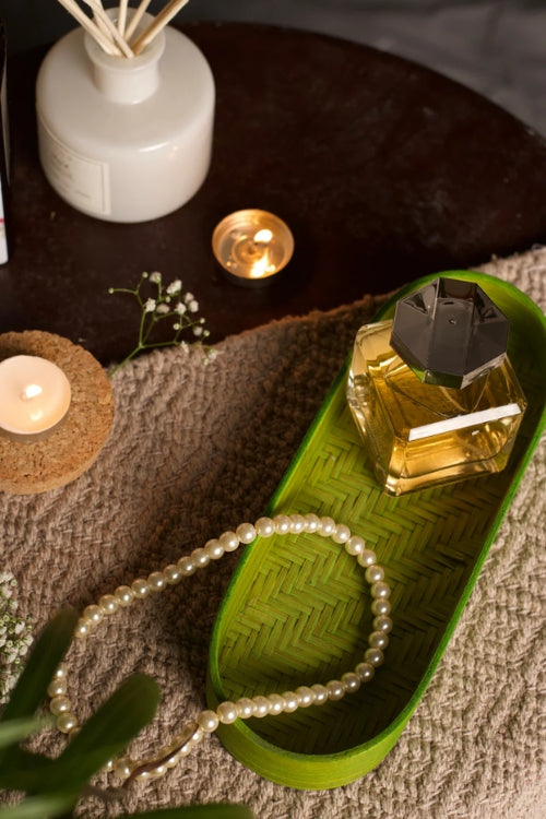 Kadam HaatHandmade Bamboo Bedside Tray - (Set of 2) - Green