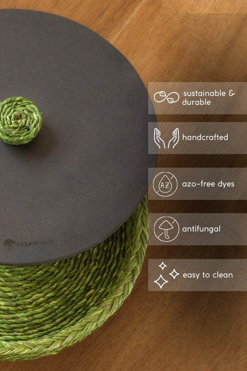 Kadam Haat Handmade Sabai Grass Roti Box - Green