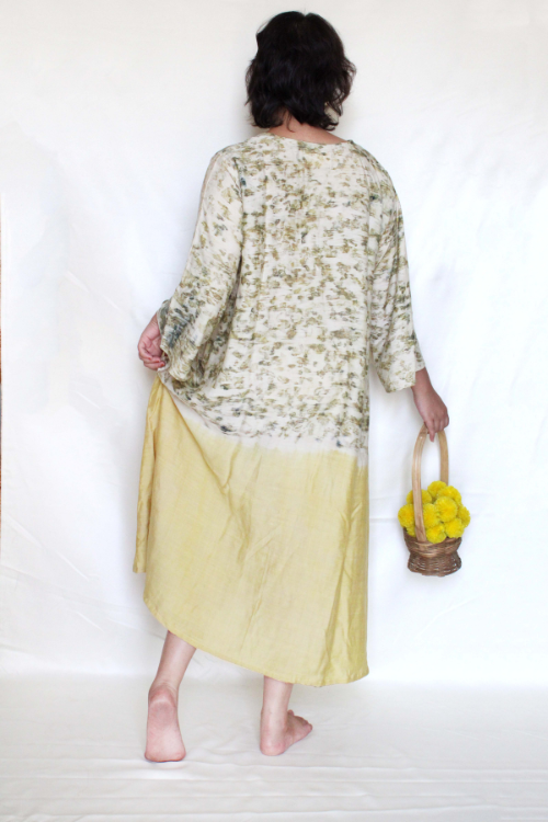 Bageeya “Mogra Sundri ” Natural Dyed Handcrafted Tussar Cotton Button Down Dress