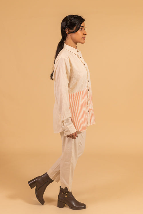 Moralfibre Frayed Trim Placket Shirt From "Shapes Collection "