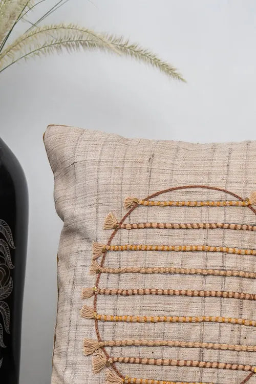 Craftroots Spherical Chording Ivory Cushion Cover