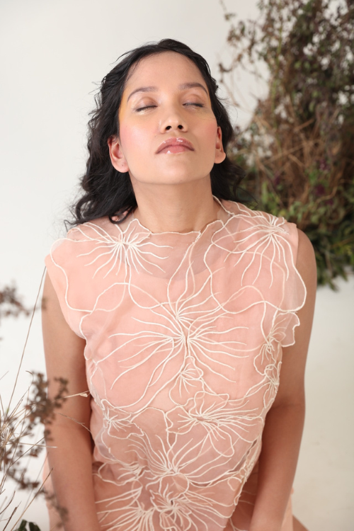 Chambray & Co.'S Gaia Resham Thread Emboirdered Silk Coord Set