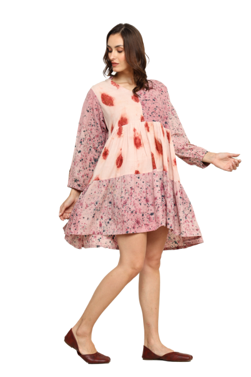 Bageeya “Comet” Natural Dyed Organic Cotton Tiered Dress – Okhaistore