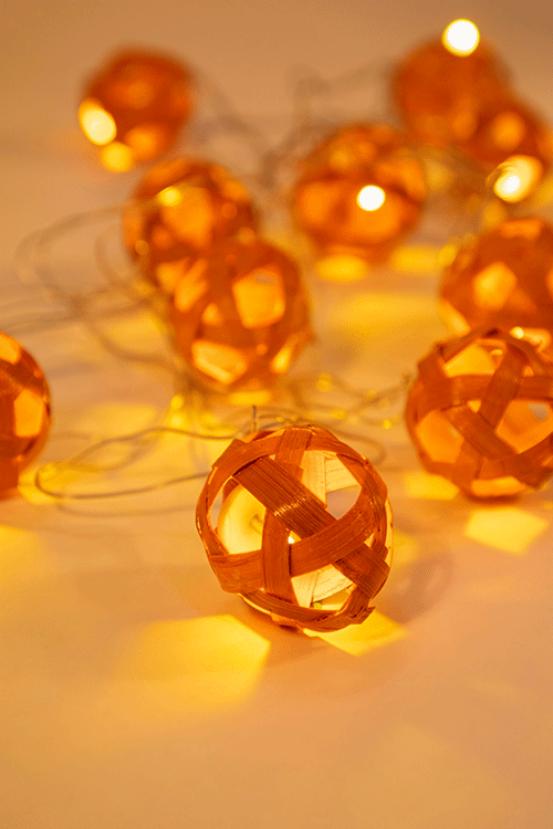 Greenkraft Star Full Moon Handcrafted bamboo Orange String Light