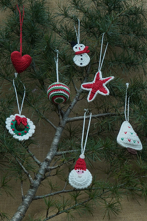Himalayan Blooms Handmade Crochet Christmas Ornament Set of 7