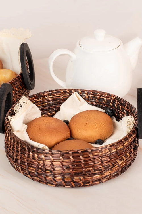 Kadam Haat Handmade Sikki Grass Multipurpose Round Tray