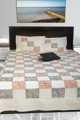 Craftsman'S Choice: Pure Cotton Bedspread From Rustic Route Black & Rust