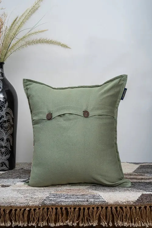 Craftroots Peach & Mint Daisy Handcrafted Cushion Cover