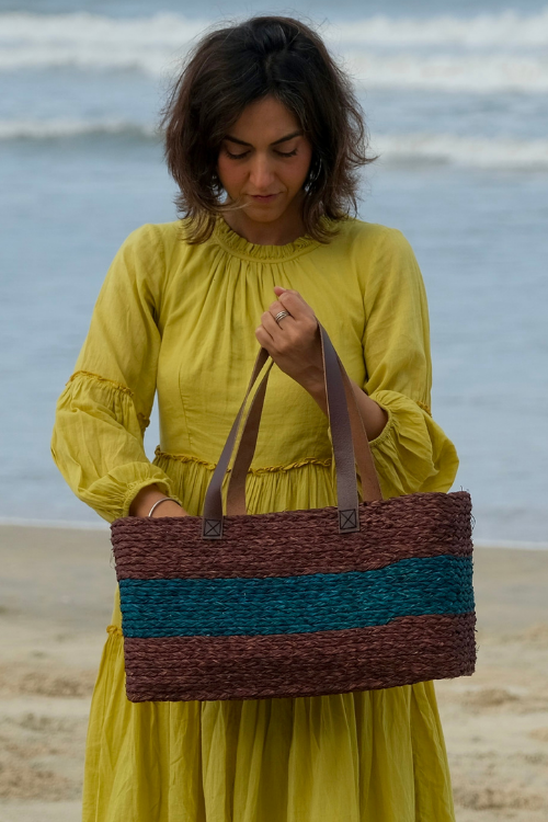 Handmade Sabai Grass Shopping Bag - Brown