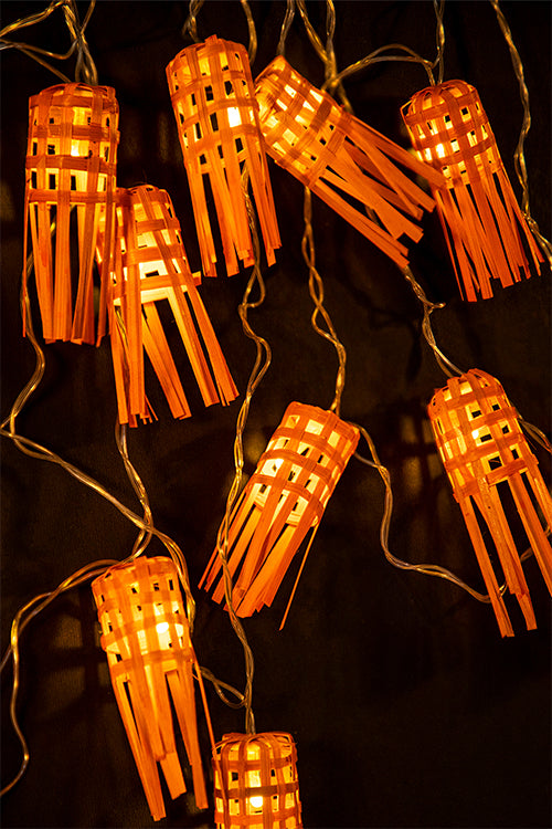 Greenkraft Frill Handcrafted bamboo Orange String Light