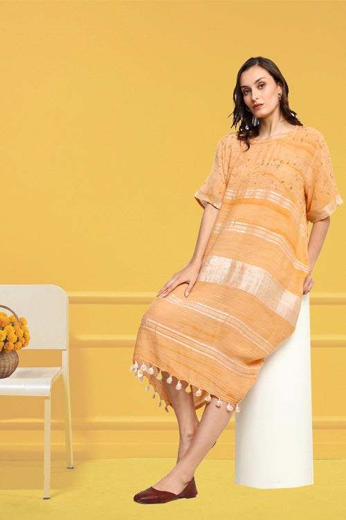 Bageeya "Tesu" Handwoven Slub Cotton Cowl Dress